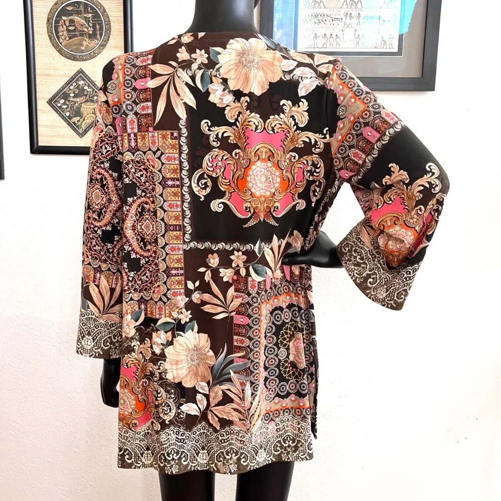 Johnny Was Stretch Tunic, Flora Lace Button Front, Size L, NWT - Picture 4 of 7